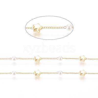 3.28 Feet Brass Handmade Beaded Chain X-CHC-G011-16G-1
