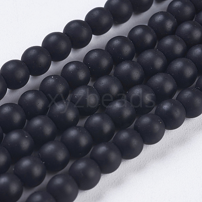 Synthetic Black Stone Bead Strands G-R345-4mm-38-1-1