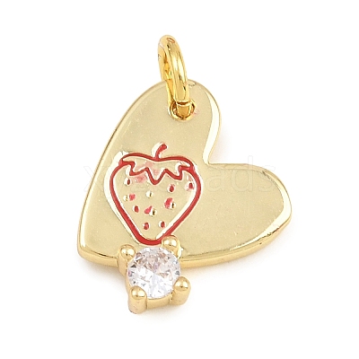 Brass Micro Pave Clear Cubic Zirconia Charms KK-CBA1731-04G-A-1