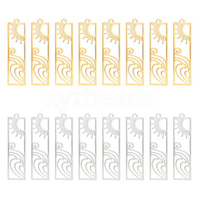 8Pcs 2 Colors 201 Stainless Steel Pendants STAS-UN0044-21-1