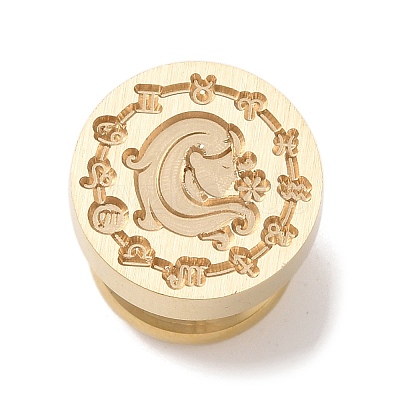 Golden Plated Round Shaped Wax Seal Brass Stamp Head STAM-K002-01G-08-1