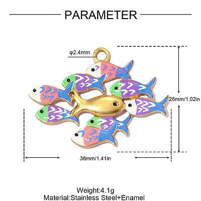Printed 304 Stainless Steel Pendants STAS-OY014-62G-1
