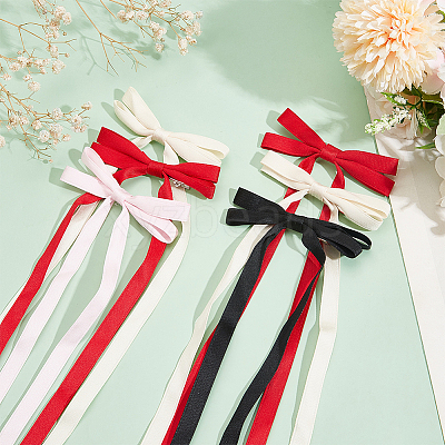Big Bowknot Polyester Alligator Hair Clips AJEW-CP0008-39A-1