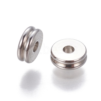 Tarnish Resistant 201 Stainless Steel Grooved Spacer Beads STAS-P239-05P-1