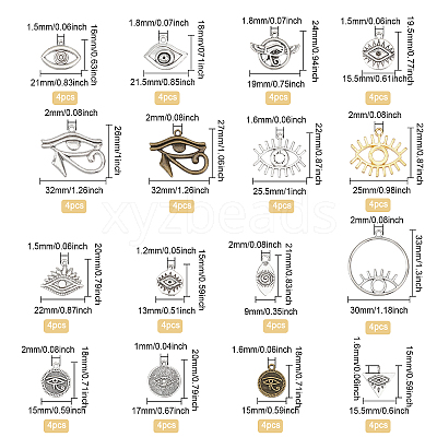 64Pcs 16 Style Tibetan Style Zinc Alloy Pendant & Pendant Rhinestone Settings FIND-CA0006-89-1