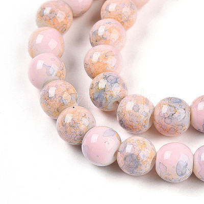 Baking Paint Glass Beads Strands DGLA-N003-8mm-C01-1