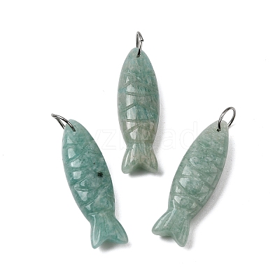 Natural Amazonite Carved Pendants X-G-G314-01P-06-1