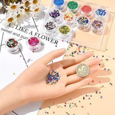 60G 12 Colors Baking Paint Glass Seed Beads SEED-YW0002-92-1