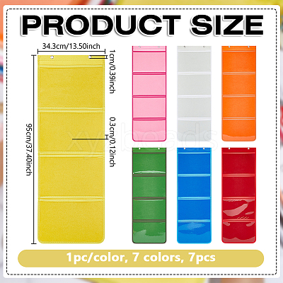 7Pcs 7 Colors 4 Grids PVC with Non-woven Fabrics Wall Mounted Kindergarten Art Storage Rolls ABAG-GA0001-37-1