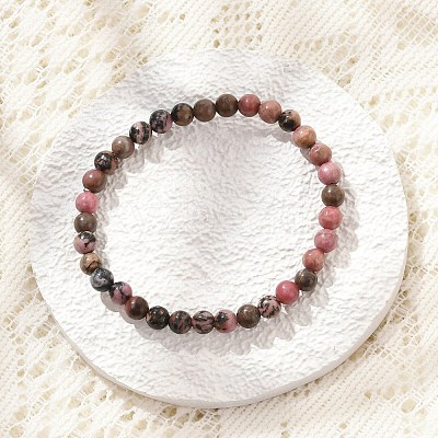 Natural Rhodonite Stretch Bracelets BJEW-JB04557-01-1