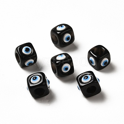 Resin Evil Eye European Beads RESI-A021-04-1