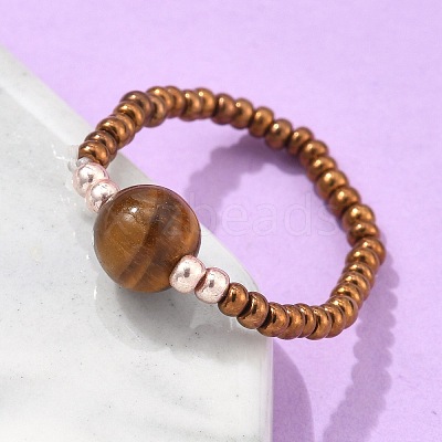 Natural & Synthetic Mixed Stone Stretch Rings X-RJEW-JR00255-1