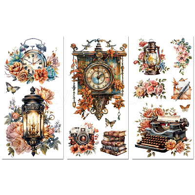 3 Sheets 3 Styles PVC Waterproof Decorative Stickers DIY-WH0404-278-1