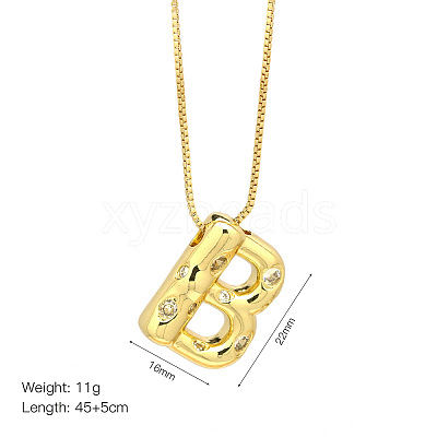 Brass Micro Pave Clear Cubic Zirconia Initial Pendant Necklaces FS-WGF17D9-07-1