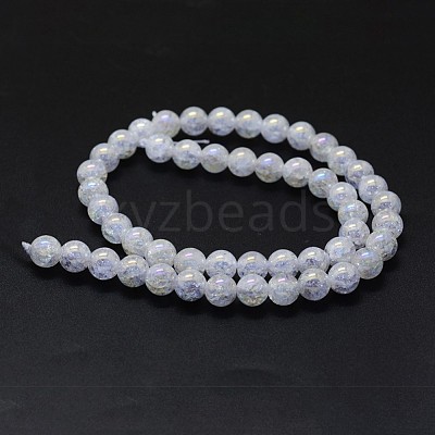 Electroplated Natural Crackle Quartz Crystal Beads Strands G-K285-08-8mm-1