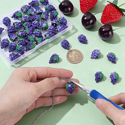 50Pcs Autumn Theme Grape Resin Pendants RESI-GA0001-45-1