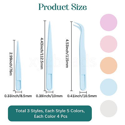 60Pcs 15 Styles PP Plastic Tweezers DIY-BBC0002-64-1