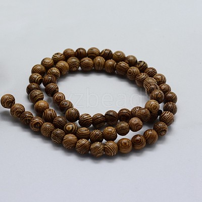 Natural Wenge Wood Beads Strands X-WOOD-F006-02-8mm-1