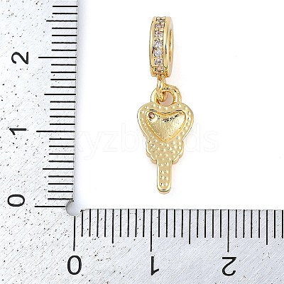 Rack Plating Brass Micro Pave Cubic Zirconia European Dangle Charms KK-P287-27G-1