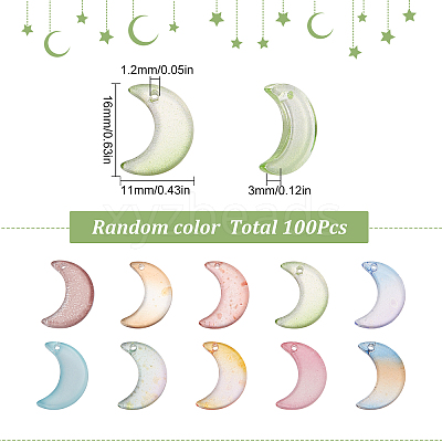 100Pcs Gradient Color Glass Pendants GLAA-SC0001-74-1