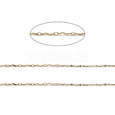 Ion Plating(IP) Handmade 304 Stainless Steel Wave Bar Link Chains CHS-G025-06G-1