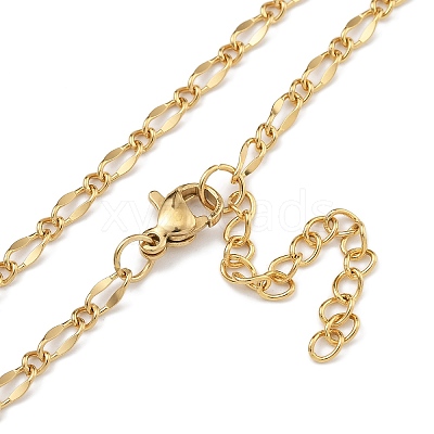 304 Stainless Steel Dapped Chain Necklaces NJEW-H043-02P-1