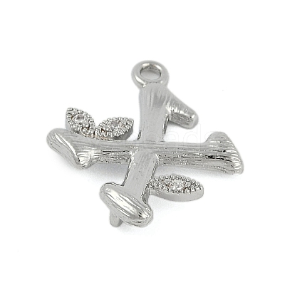 Brass Crystal Rhinestone Letter Links Connector Charms KK-S395-06P-X-1