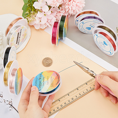 12 Rolls 12 Colors Copper Jewelry Craft Wire OCOR-SC0001-04-1