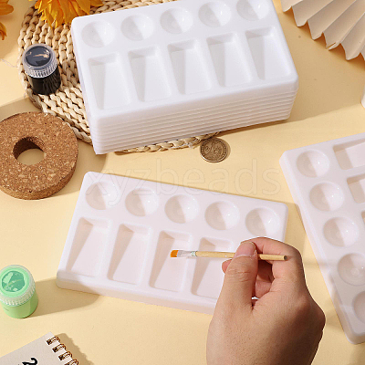 10Pcs 10-Compartment Plastic Watercolor Oil Palette AJEW-GL0003-38-1