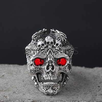 Alloy Rhinestone Adjustable Statement Cuff Open Rings for Men FS-WG8D7BC-02-1