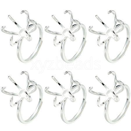 6Pcs Adjustable Brass Finger Rings Components KK-BBC0021-26-1
