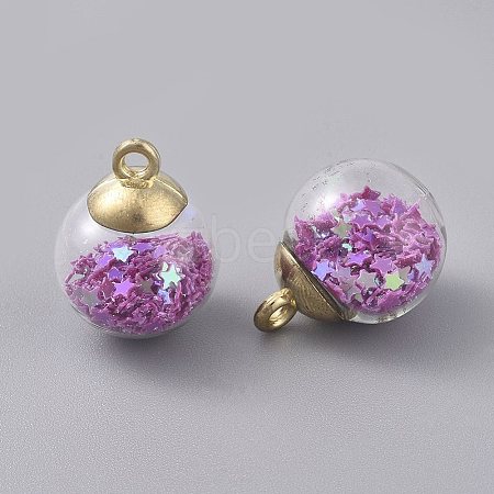 Glass Ball Pendants GLAA-WH0015-26D-1