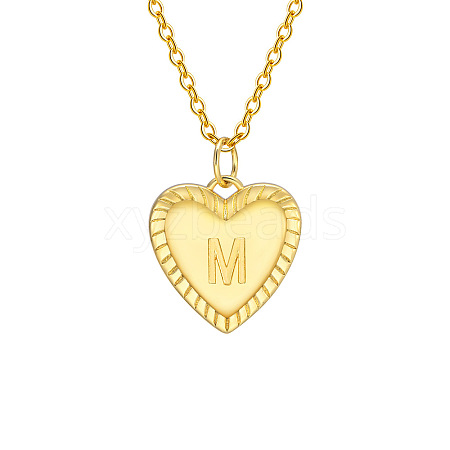 Golden Tone Brass Cable Chain Letter Heart Pendant Necklaces for Women PW-WG67FD6-13-1