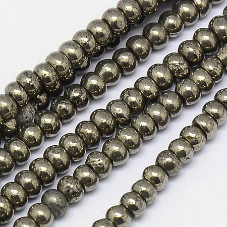 Natural Pyrite Beads Strands G-L032-4x3mm-01-1