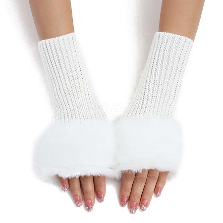 Plush Acrylic Fibers Knitting Fingerless Gloves PW-WGBA7CE-08-1