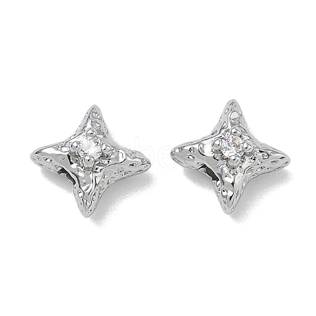 Brass Micro Pave Clear Cubic Zirconia Beads CU-CBA91C0-02P-1