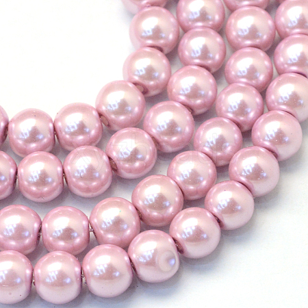 Baking Painted Pearlized Glass Pearl Round Bead Strands HY-Q003-10mm-47-1