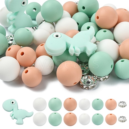 47Pcs 7 Styles Cartoon Silicone Beads FIND-YW0010-39B-1
