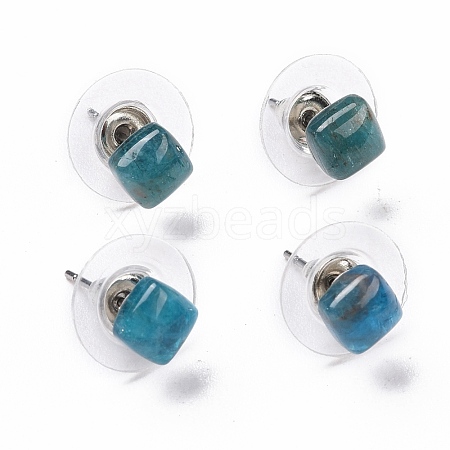 Natural Apatite Ear Studs EJEW-K091-01P-02-1