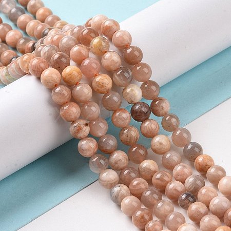 Round Natural Multi-Moonstone Beads Strands G-I176-09-6mm-1