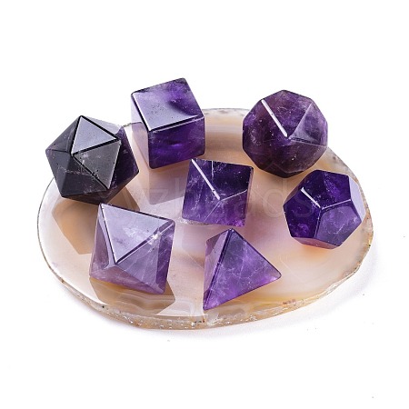 Natural Amethyst Platonic Sacred Stones Geometry Set G-H240-01G-1