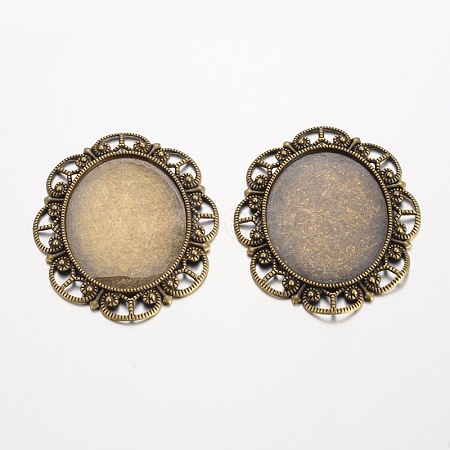 Oval Tibetan Style Alloy Cabochon Settings PALLOY-K109-78AB-NR-1