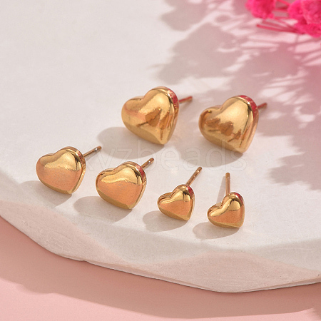 Heart Stainless Steel Stud Earrings Set for Valentine's Day Gift CR9296-1