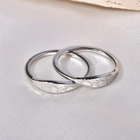 Sun Pattern 304 Stainless Steel Finger Rings FS-WG90263-07-1