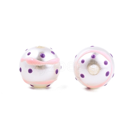 Spot Pattern Opaque ABS Plastic Imitation Pearl Enamel Beads KY-G020-02B-1