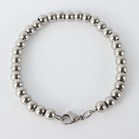 304 Stainless Steel Beaded Bracelets BJEW-N240-16P-1