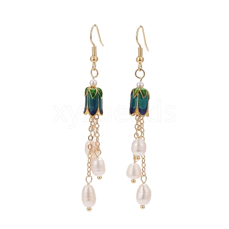 Flower Alloy Enamel Dangle Earrings EJEW-TA00232-1