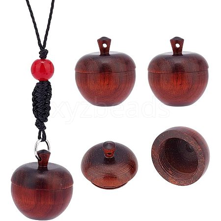 Rosewood Apple Box Jewelry Pendants WOOD-WH0027-64-1