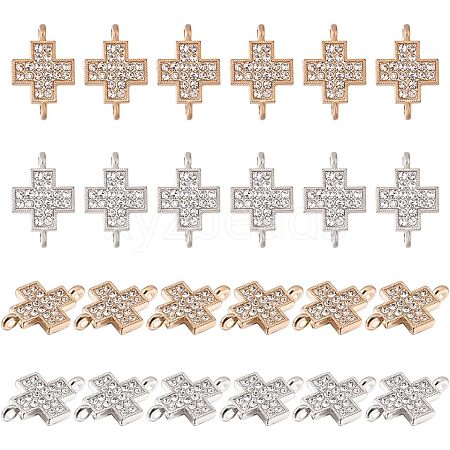 CHGCRAFT 48Pcs 2 Colors Alloy Crystal Rhinestone Connector Charms FIND-CA0005-43-1