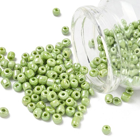 6/0 Opaque Colors Lustered Round Glass Seed Beads X-SEED-A012-4mm-124-1